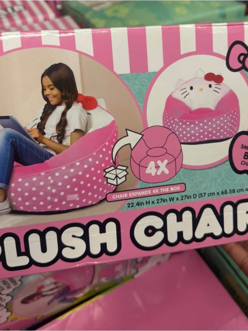 Hello Kitty Pink and White Polka Dot Plush Chair